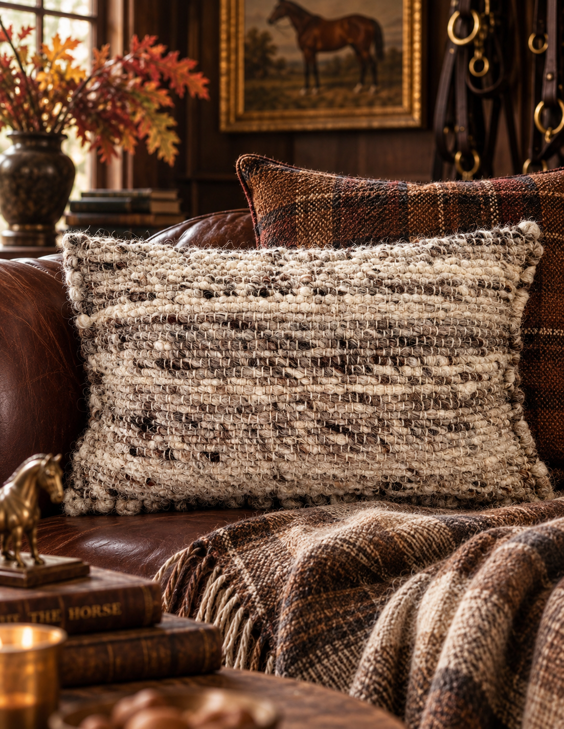 The Fatima Bobble Wool Pillow – Natural Grey