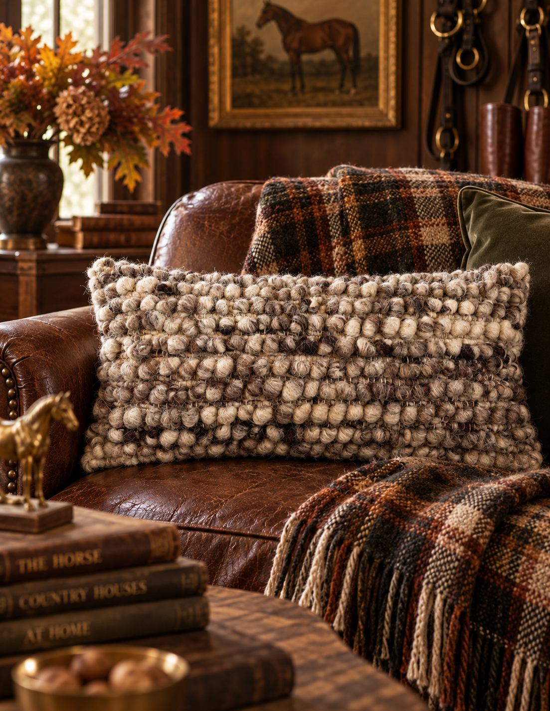 The Fatima Bobble Wool Pillow – Natural Grey
