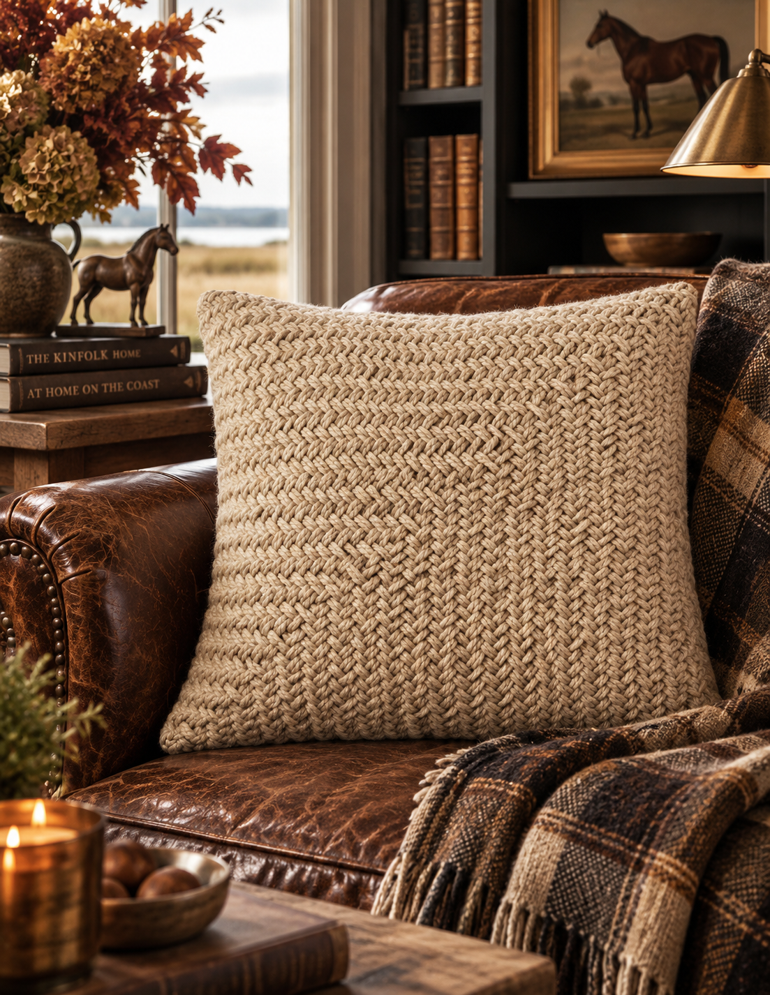 The Trigo Herringbone Wool Pillow – Natural Beige