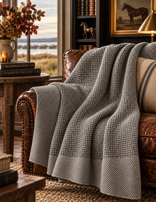 The Pergamon Waffle Throw – Heather Grey