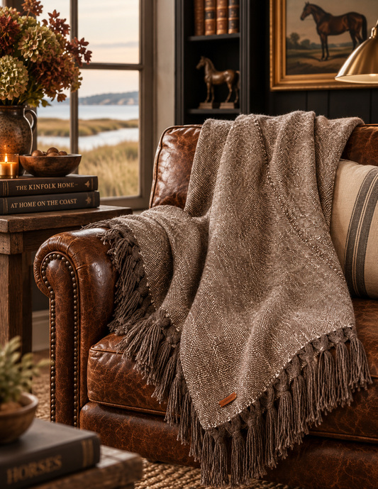 The Llama & Silk Heritage Throw – Heathered Brown