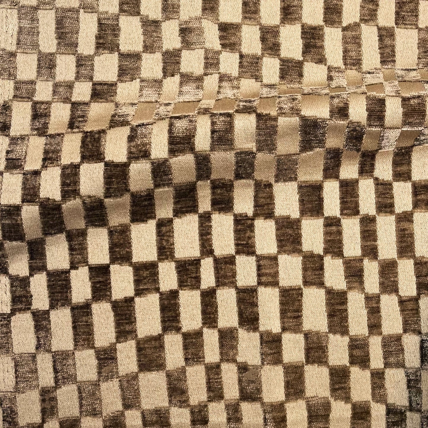 CHECKMATE - CHECKERED DESIGN CHENILLE UPHOLSTERY FABRIC