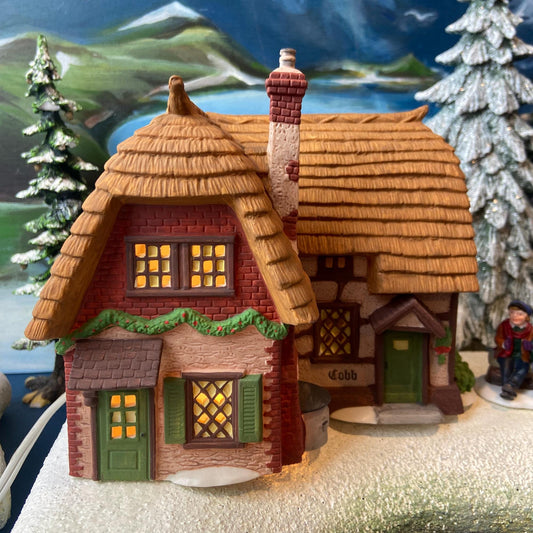 Illuminated Christmas Village Cobb Cottage Dept. 56. Dickens' Village. Seasonal Home Retail Decor. Kids Room Night Light. Gift for Him Her.