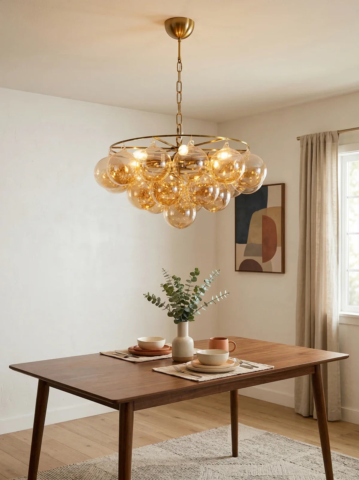 Circular Multi-Head Glass Ball Bubble Chandelier
