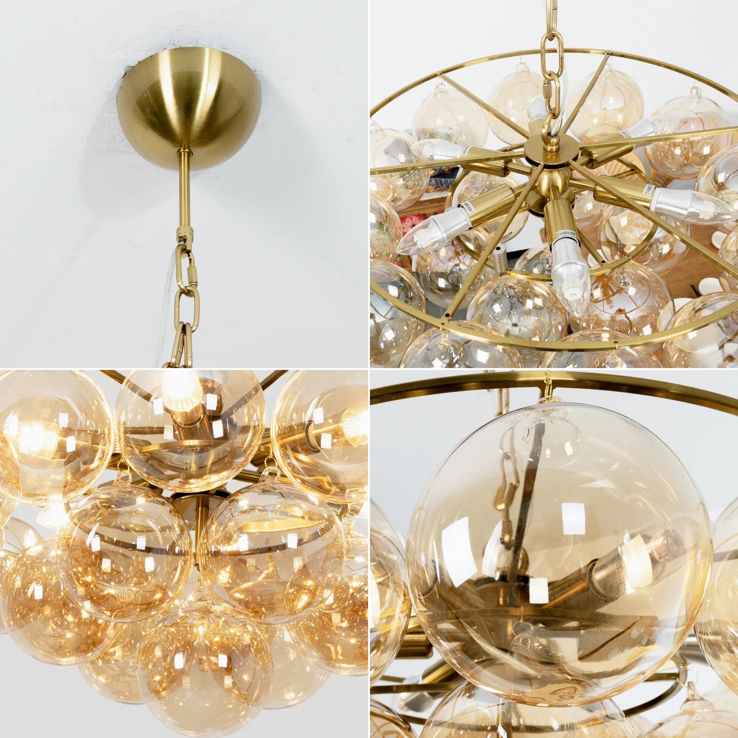Circular Multi-Head Glass Ball Bubble Chandelier
