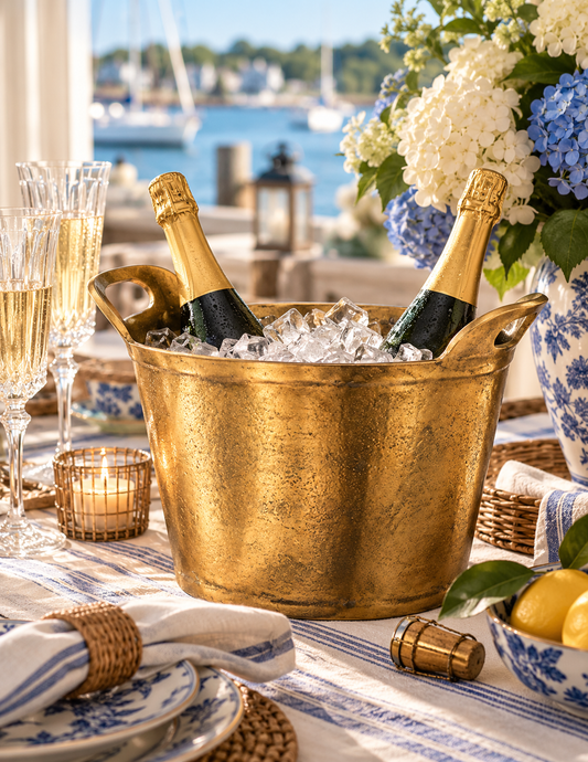 The Ashbourne Solid Brass Double-Walled Champagne Cooler & Ice Bucket