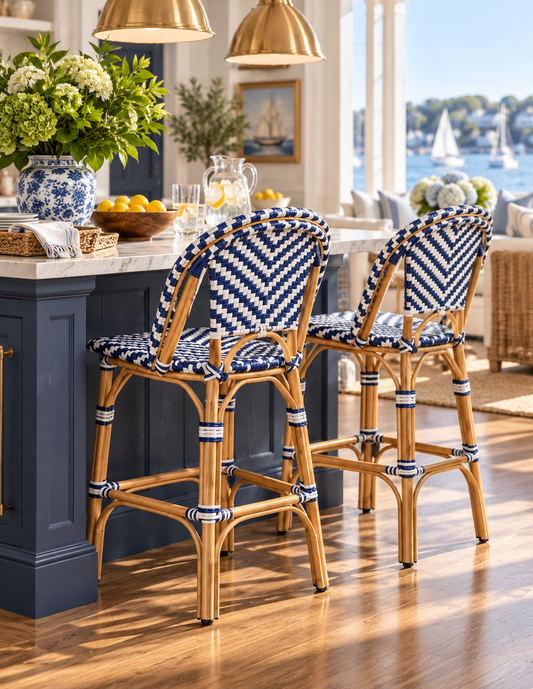 The Harbor House Café Rattan Outdoor Bar Stool Set of 2