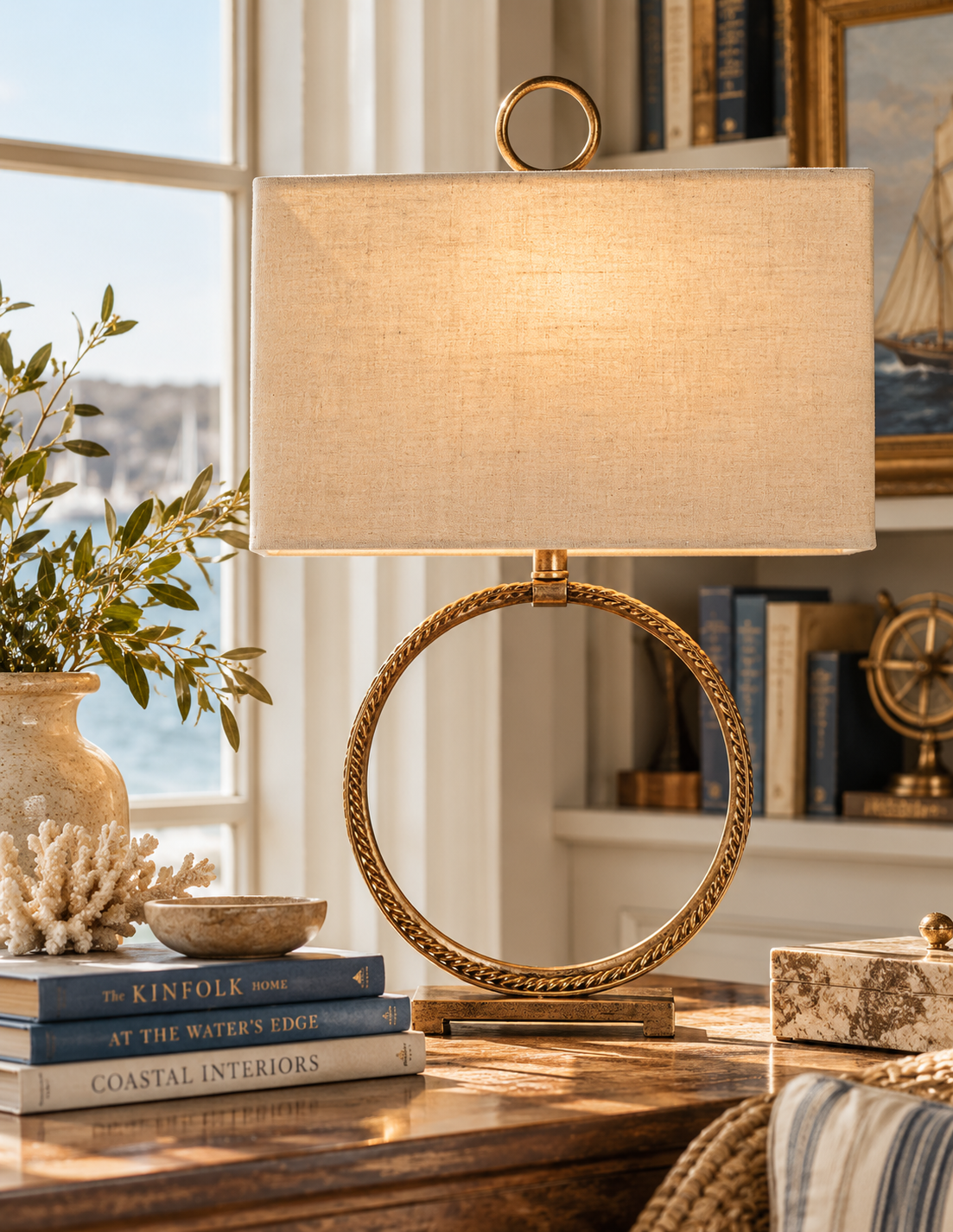 Mahala Antique Gold Braided Ring Table Lamp | Bay & Bridle