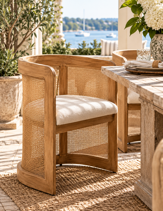 The Lilith Curved Rattan Dining Chair