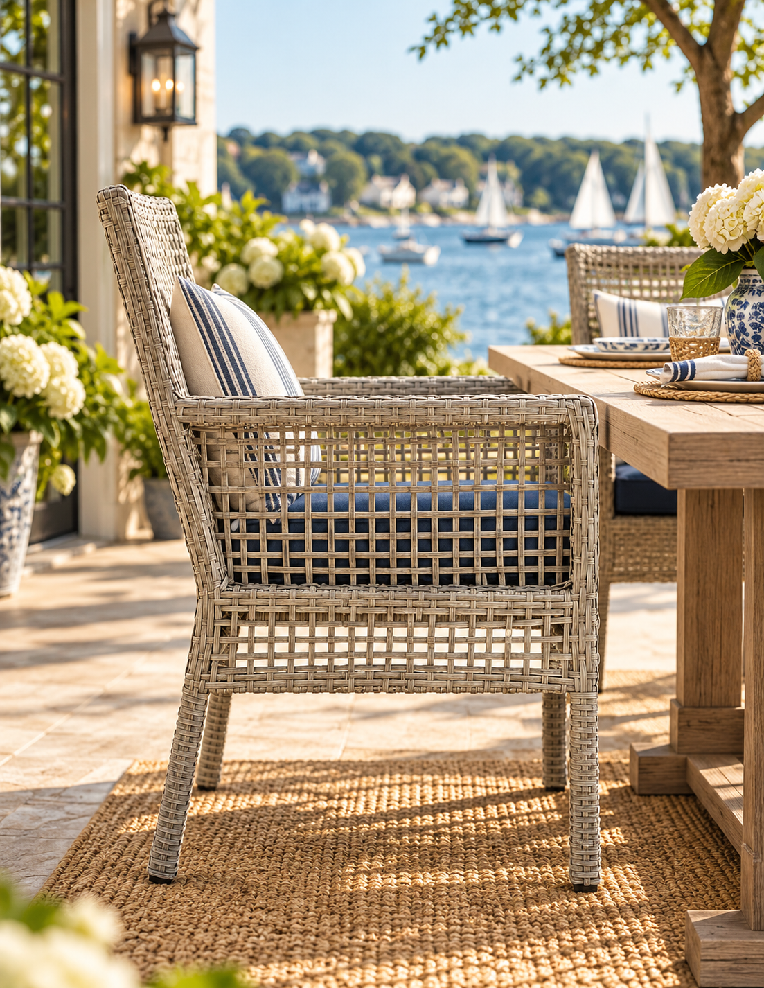 Harbor Woven Outdoor Wicker Dining Armchair | Bay & Bridle