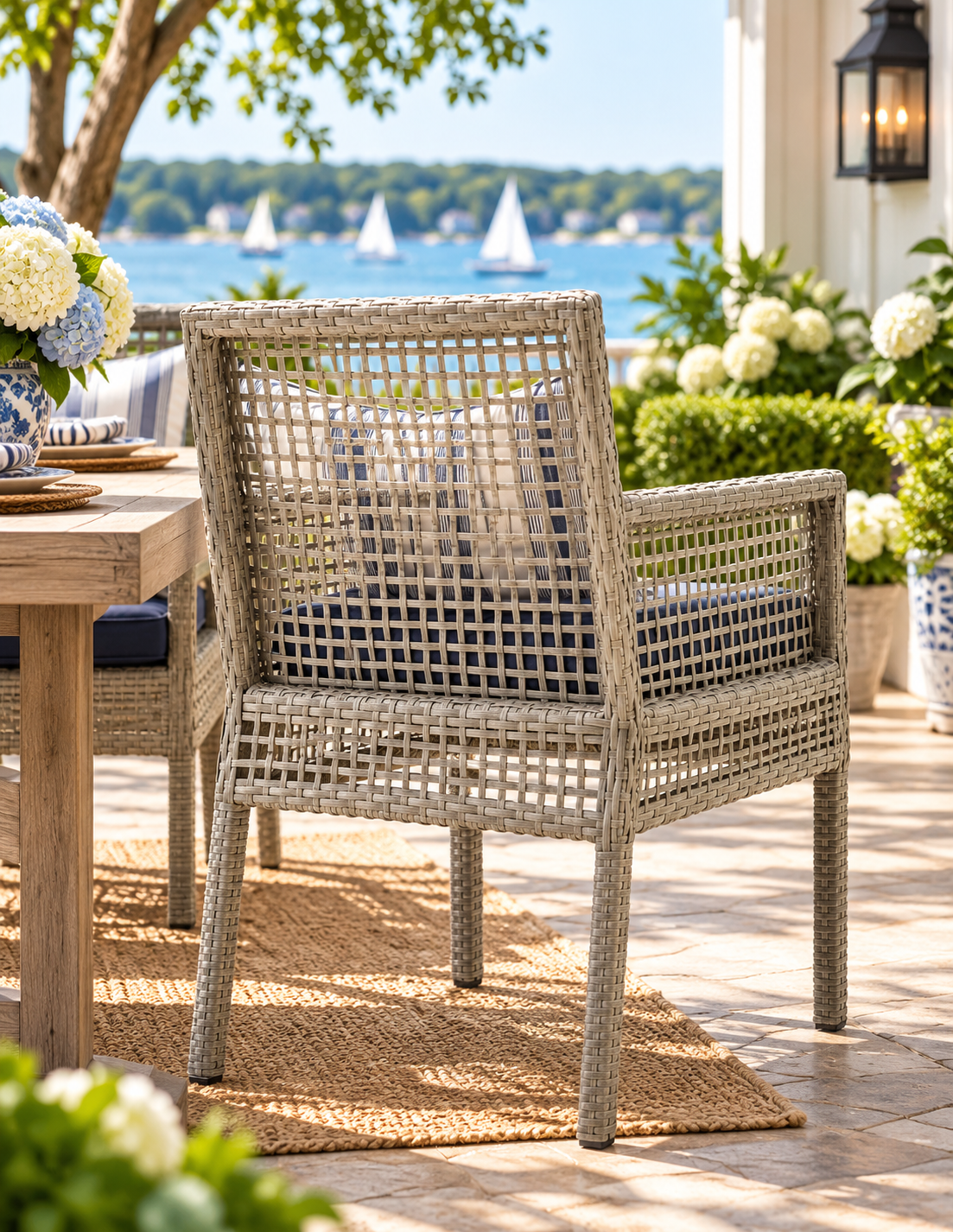 Harbor Woven Outdoor Wicker Dining Armchair | Bay & Bridle