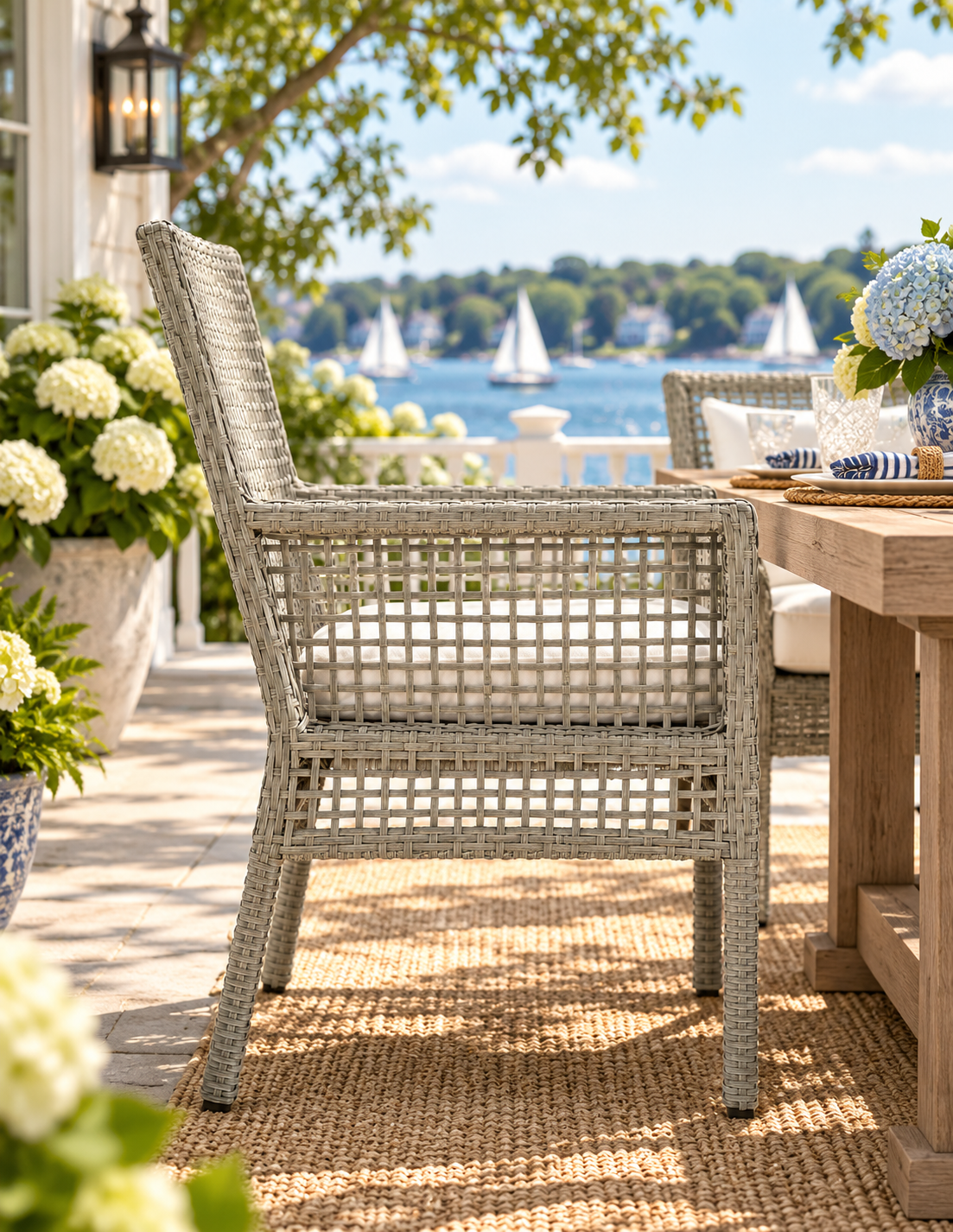 Harbor Woven Outdoor Wicker Dining Armchair | Bay & Bridle