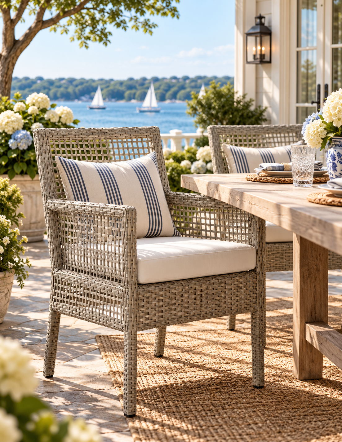 Harbor Woven Outdoor Wicker Dining Armchair | Bay & Bridle