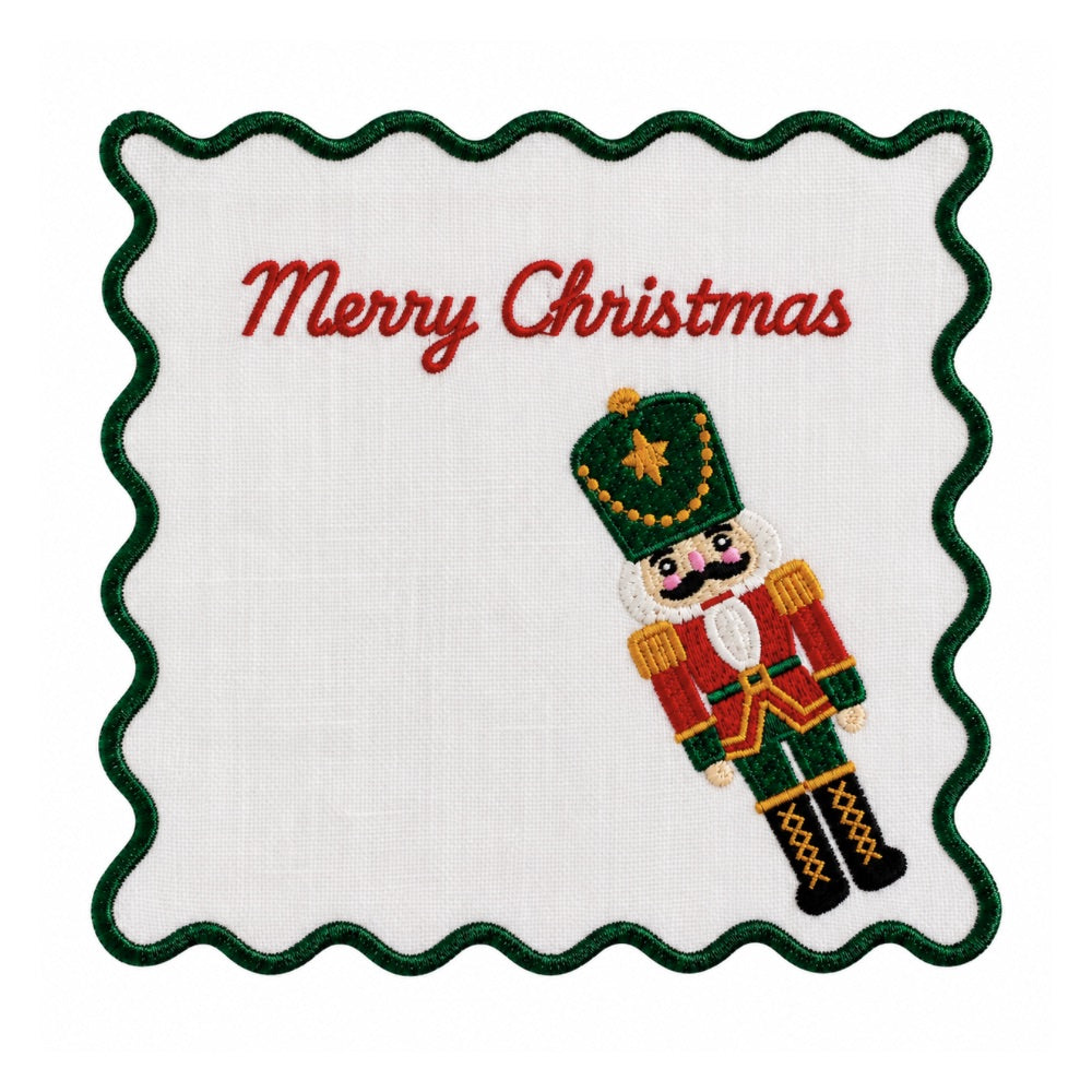 The Nutcracker Embroidered Linen Cocktail Napkin (Set of 4)
