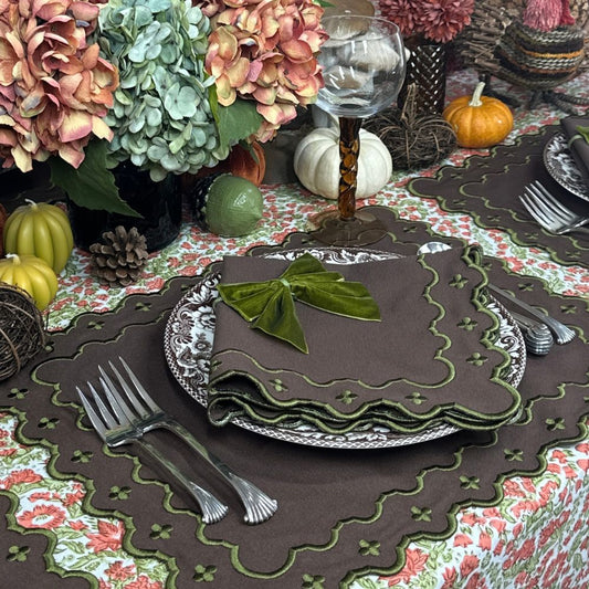 The Georgina Napkin - Cocoa and Sage (Set of 4)