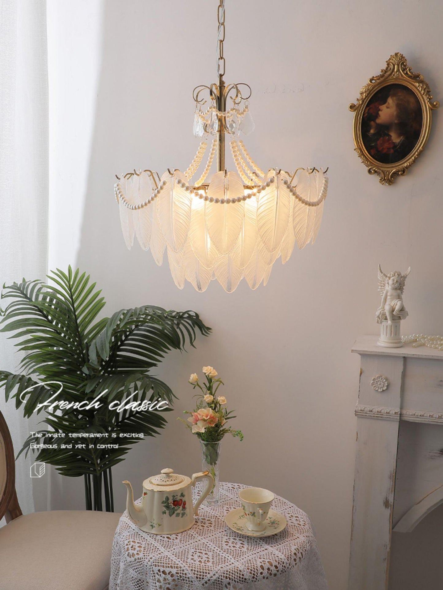 Contemporary Leaves Glass Chandelier
