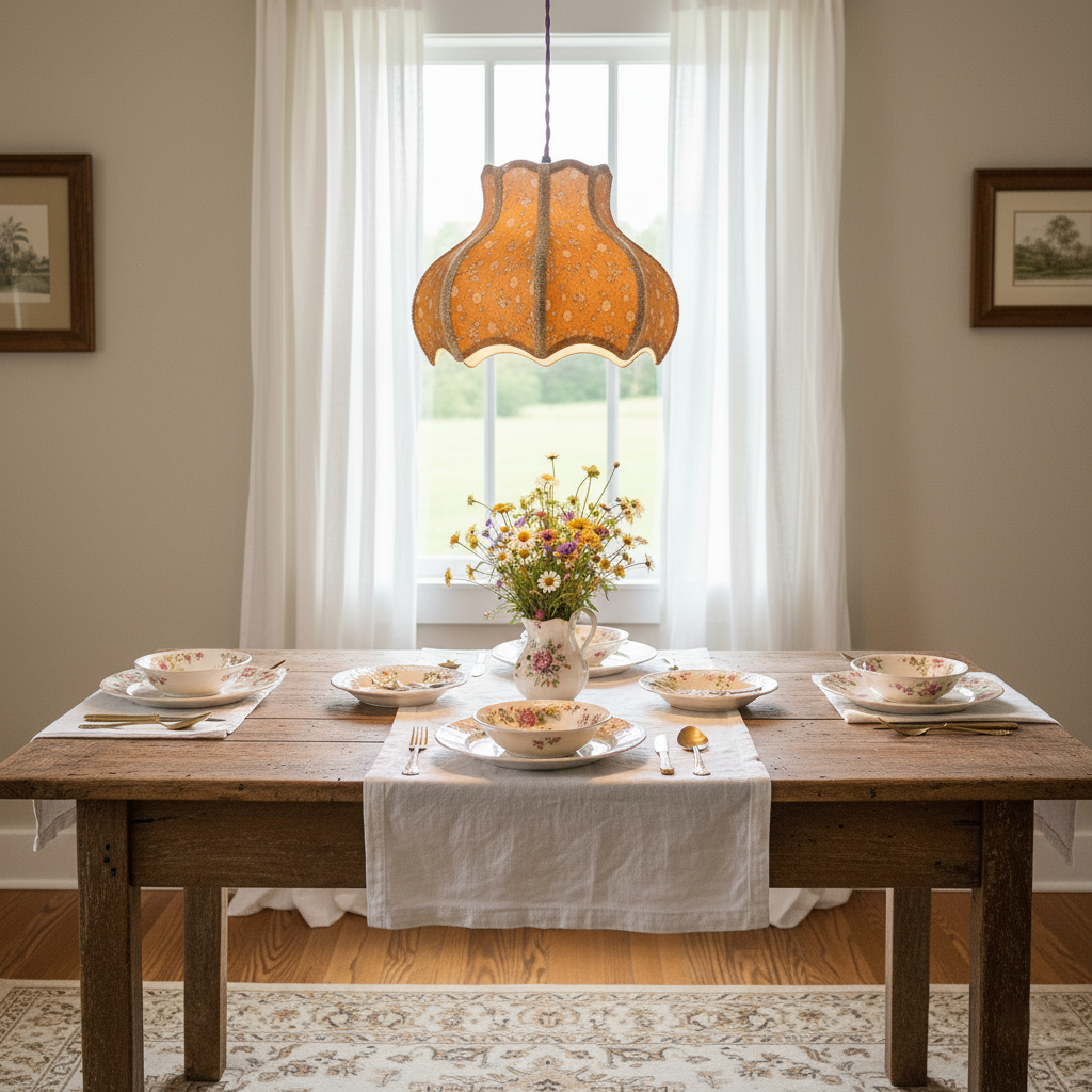 Cotton And Linen Shade Pendant Lamp 11.8"