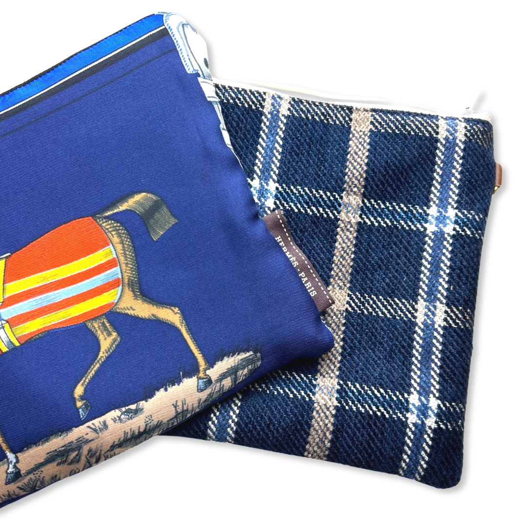 Couvertures et Tenues du Jour Blue Vintage Scarf Crossbody Bag - One of a Kind