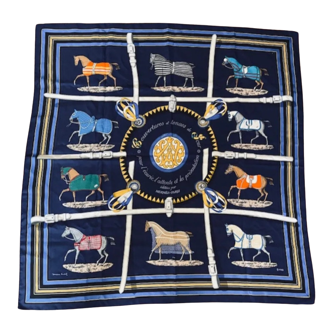 Couvertures et Tenues du Jour Blue Vintage Scarf Crossbody Bag - One of a Kind