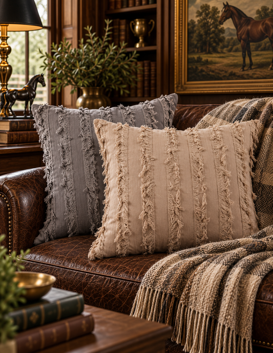 The Marais Fringed Stripe Pillow