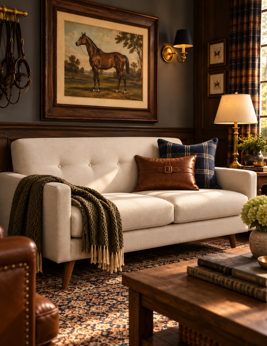 Sutton Tufted Linen Loveseat – Mid-Century Upholstered 2-Seat Sofa in Beige