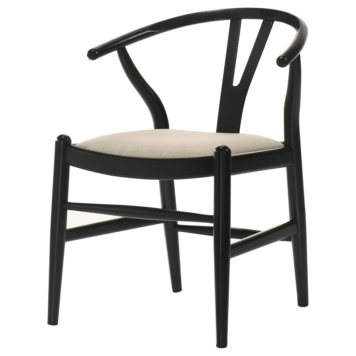 Black chair with beige cushion on a white background