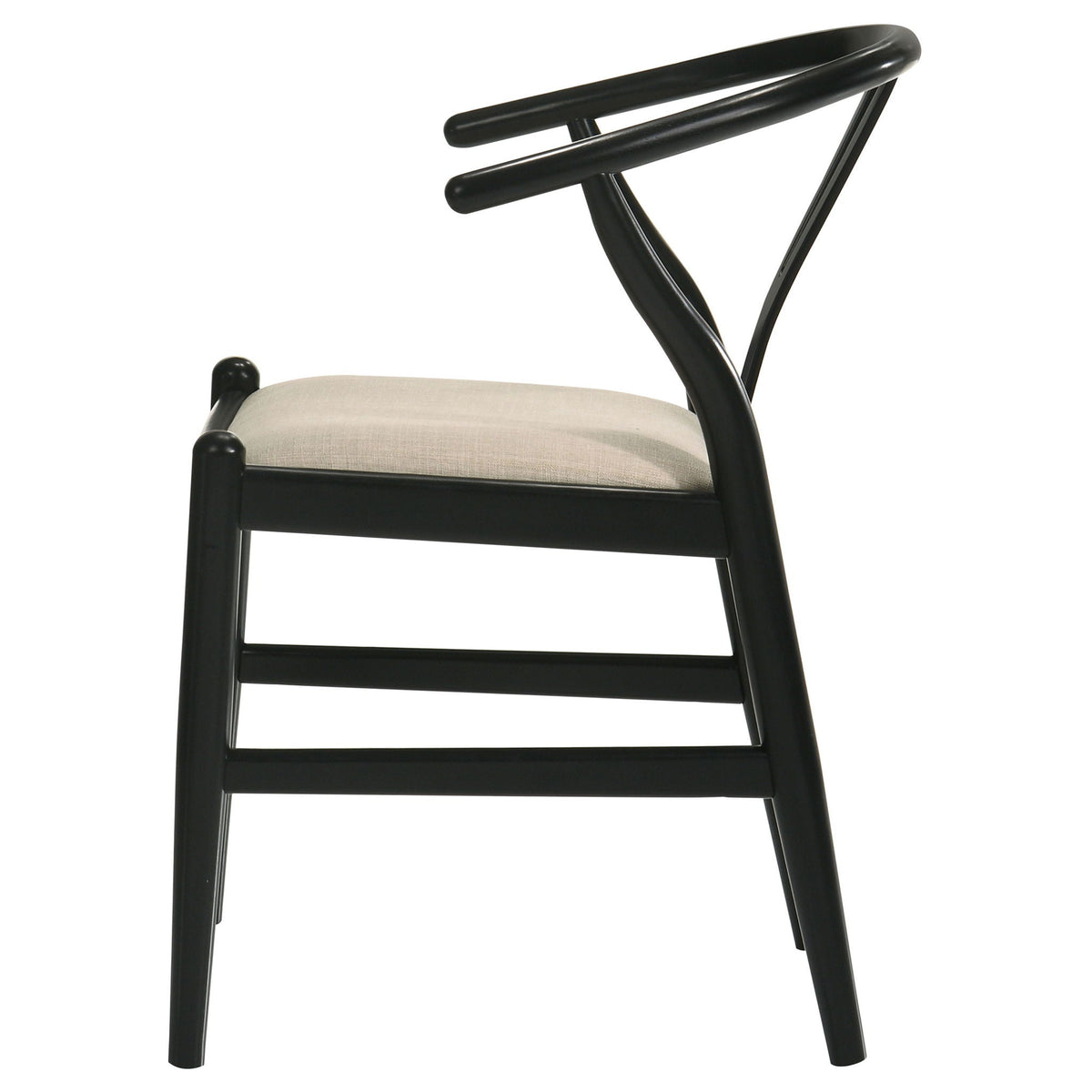 Black chair with a white cushion on a white background
