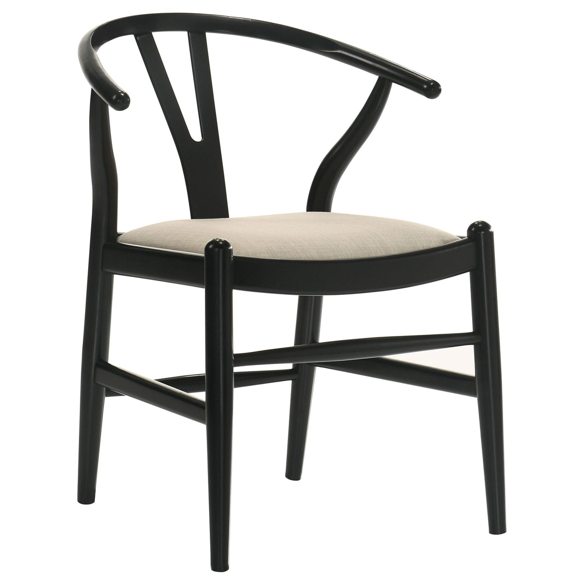 Black chair with beige cushion on a white background