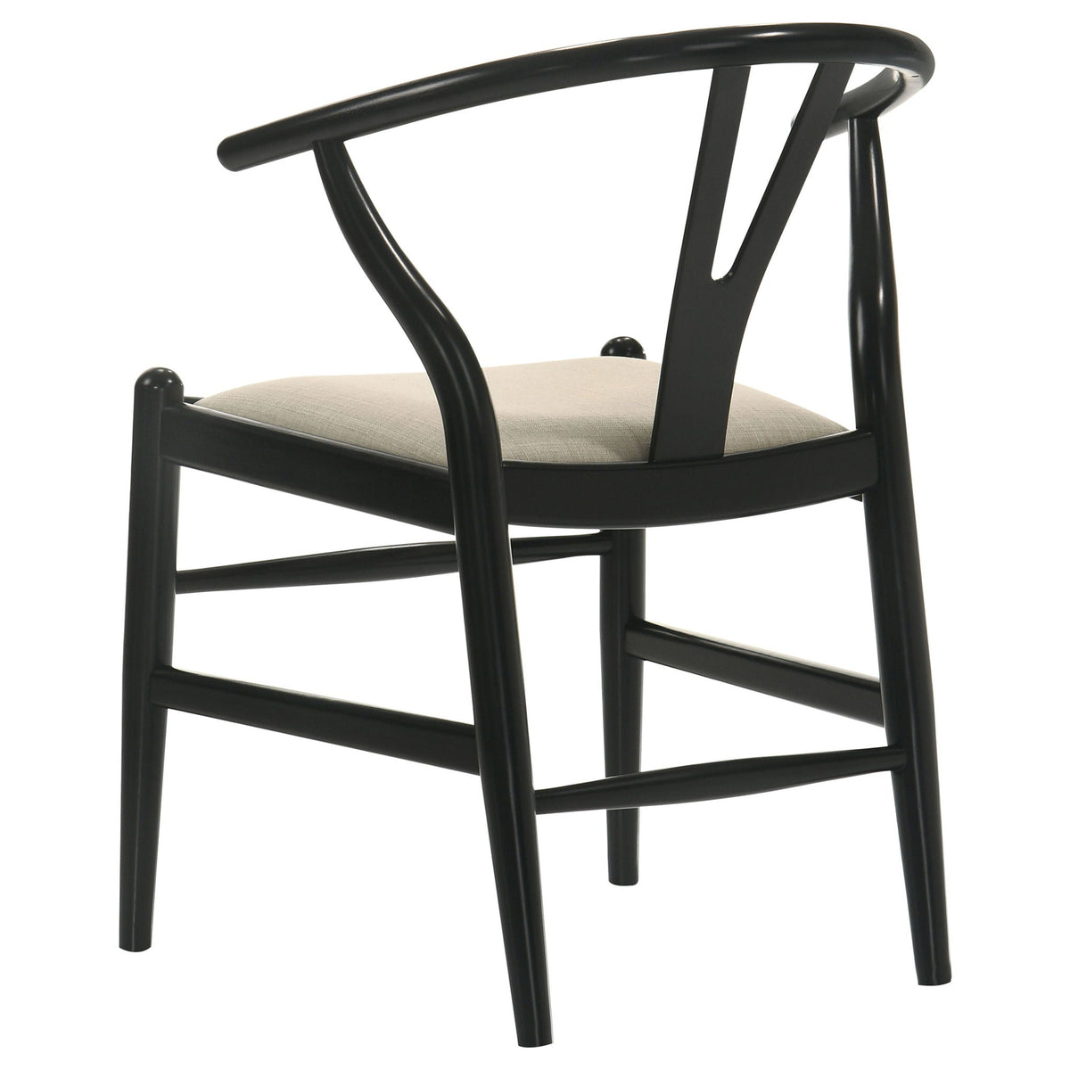 Black chair with beige cushion on a white background