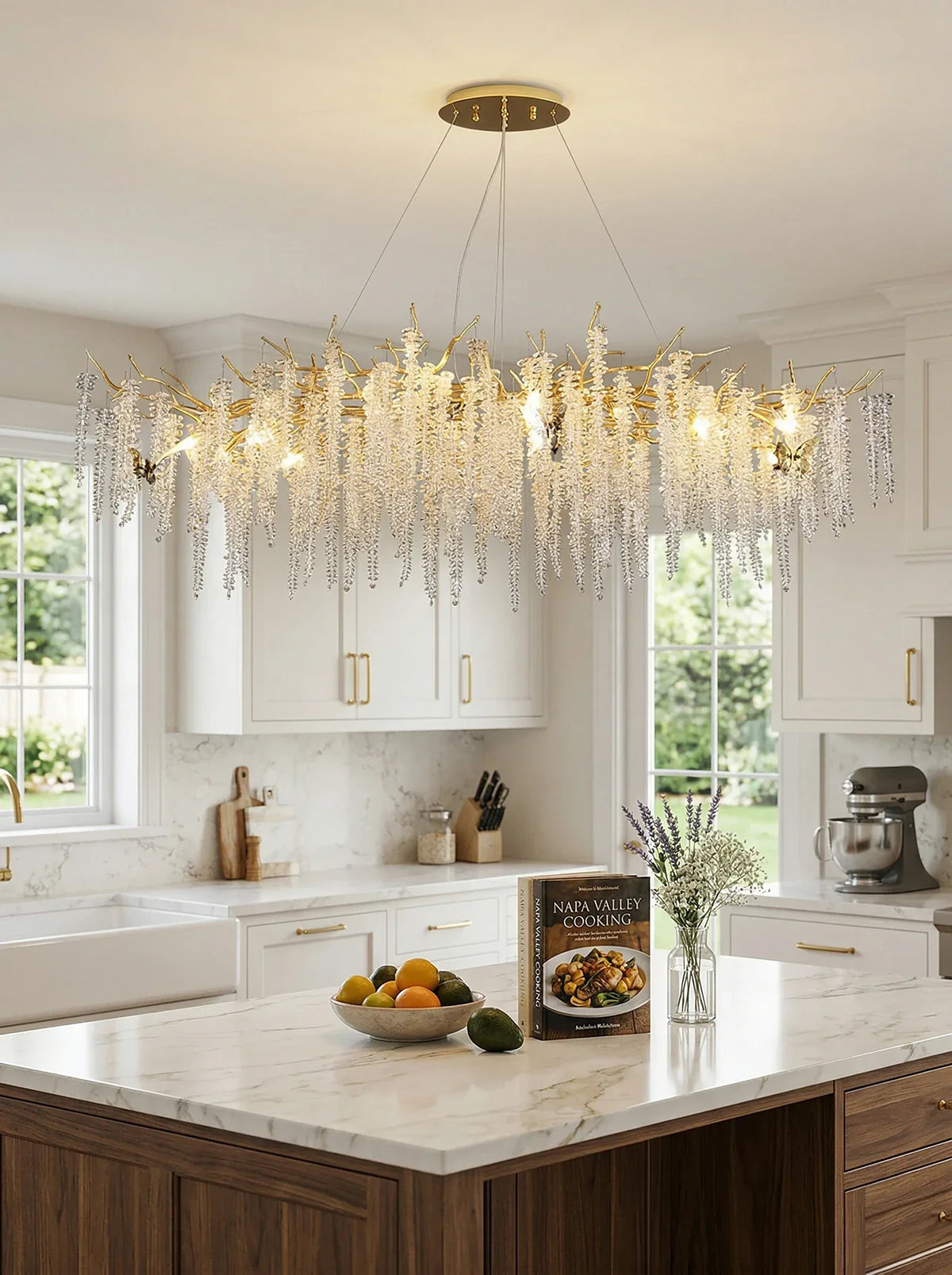 Crystal Wicker Chandelier