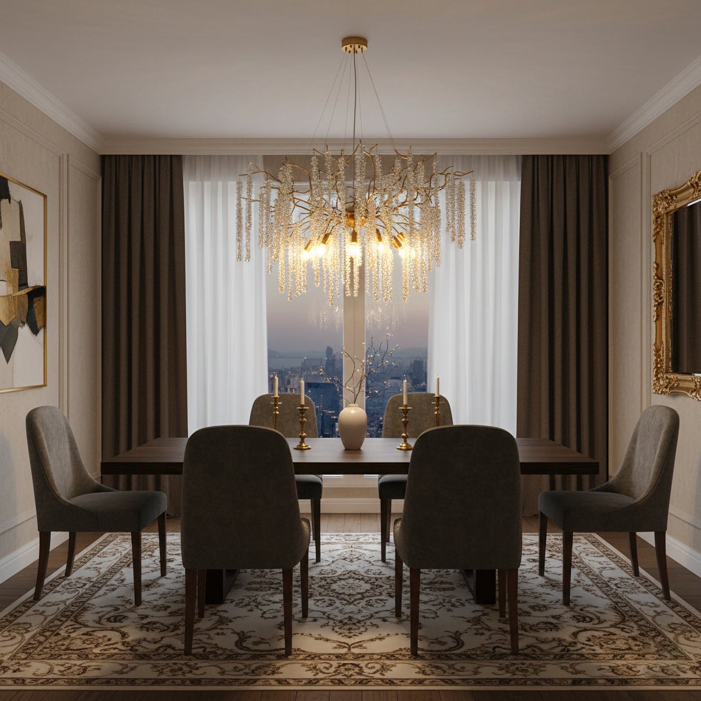 Crystal Wicker Chandelier