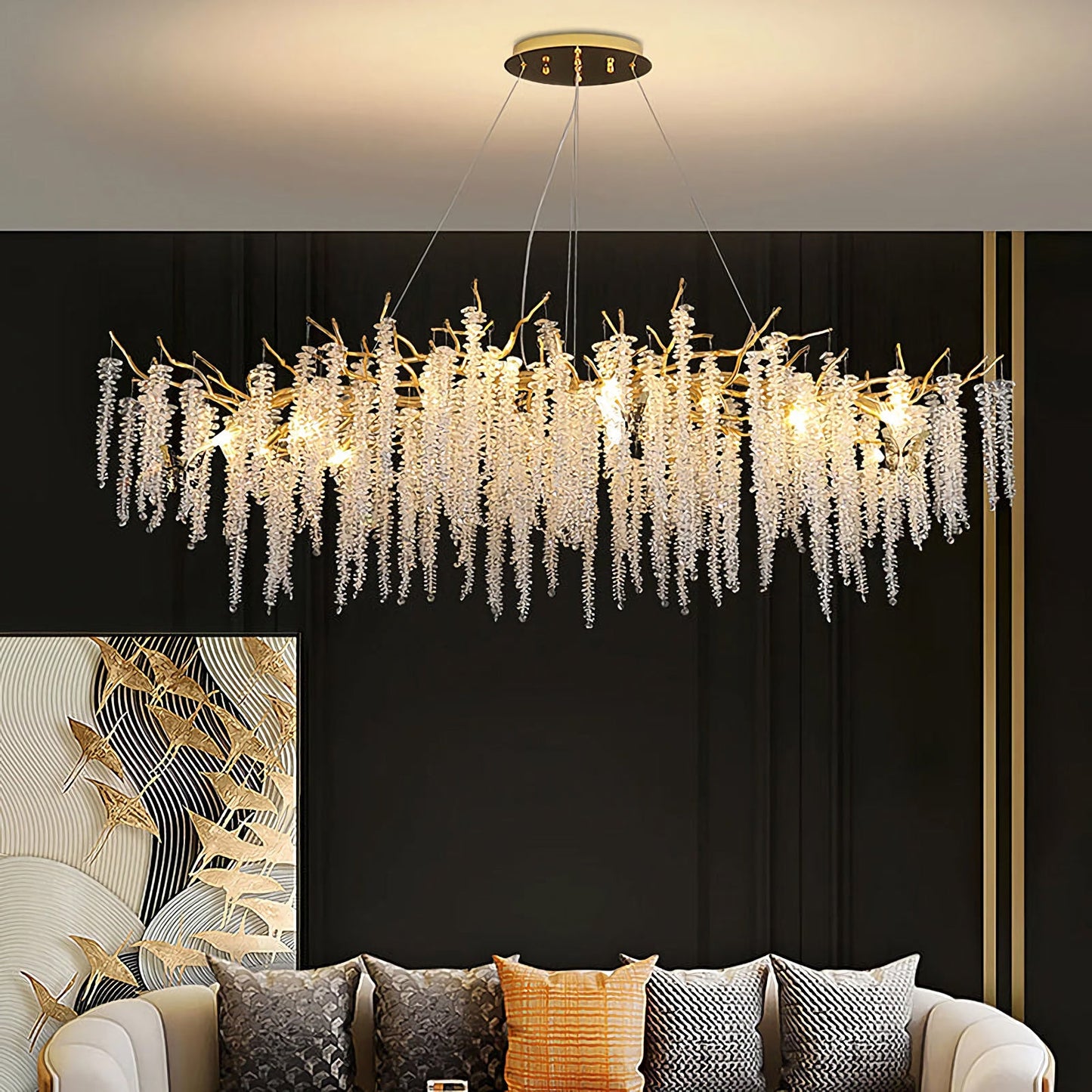 Crystal Wicker Chandelier