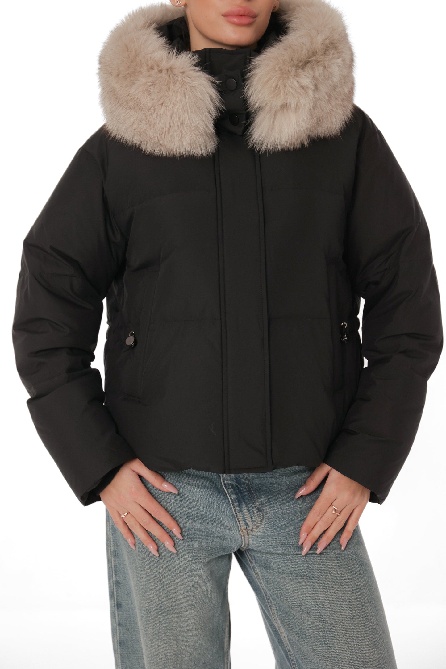 Genuine Polar Fox Fur Down Fill Jacket