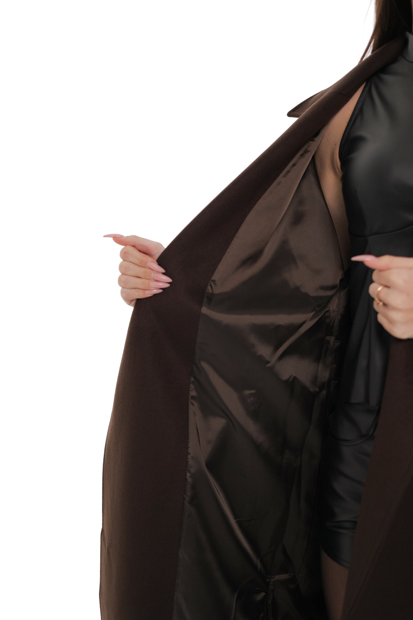 Evelyn Structured Short-Sleeve Coat in Chocolate