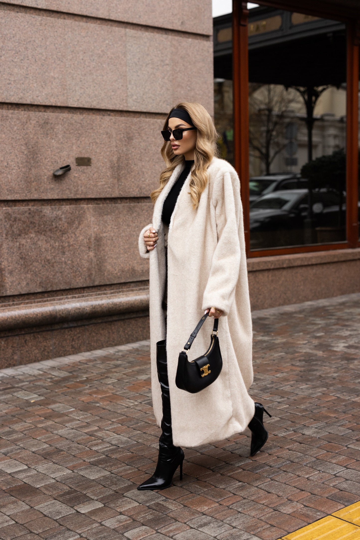 Sylvie Iconic Statement Fiber Coat in Ivory