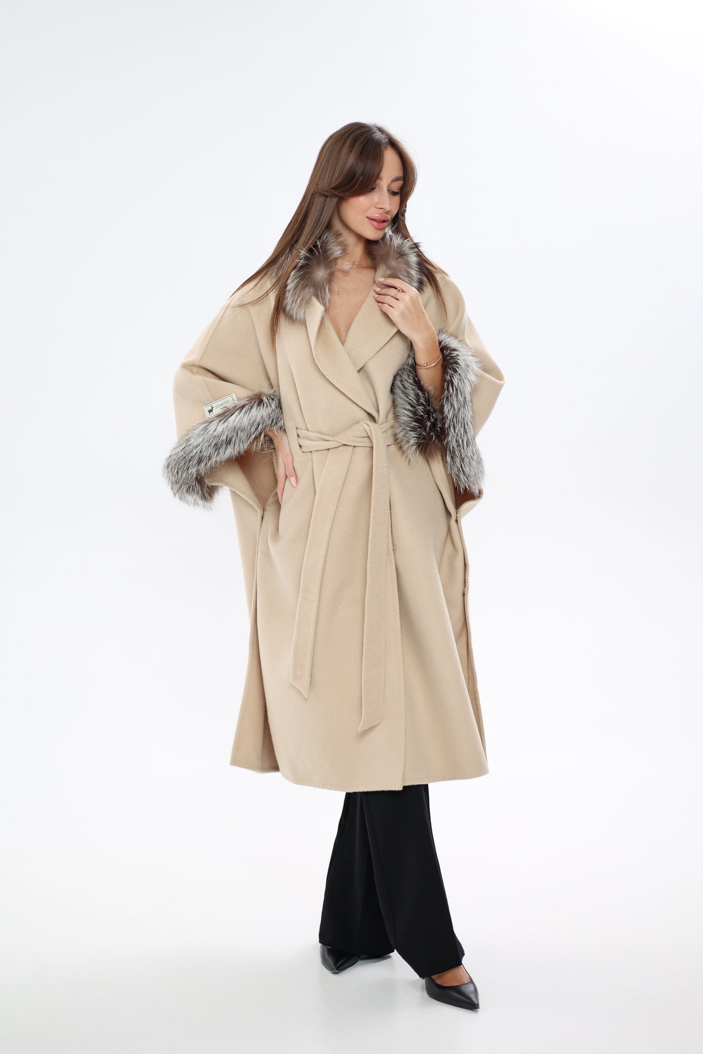 Saga®Furs Silver Fox Wool Alpaca Coat