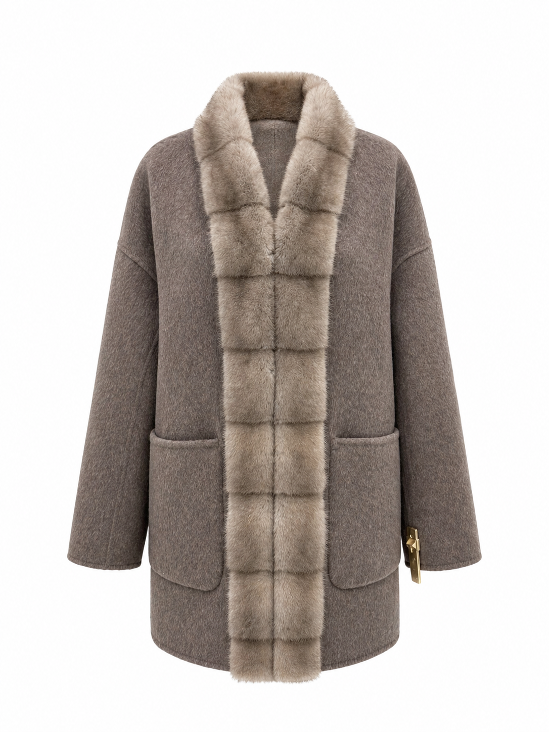 ⇆ Reversible Genuine Mink Fur Virgin Wool Coat