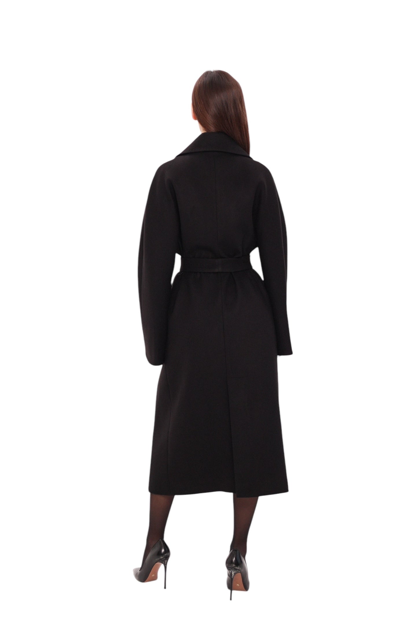 Leroy Classic Wraparound Wool Blend Overcoat in Black