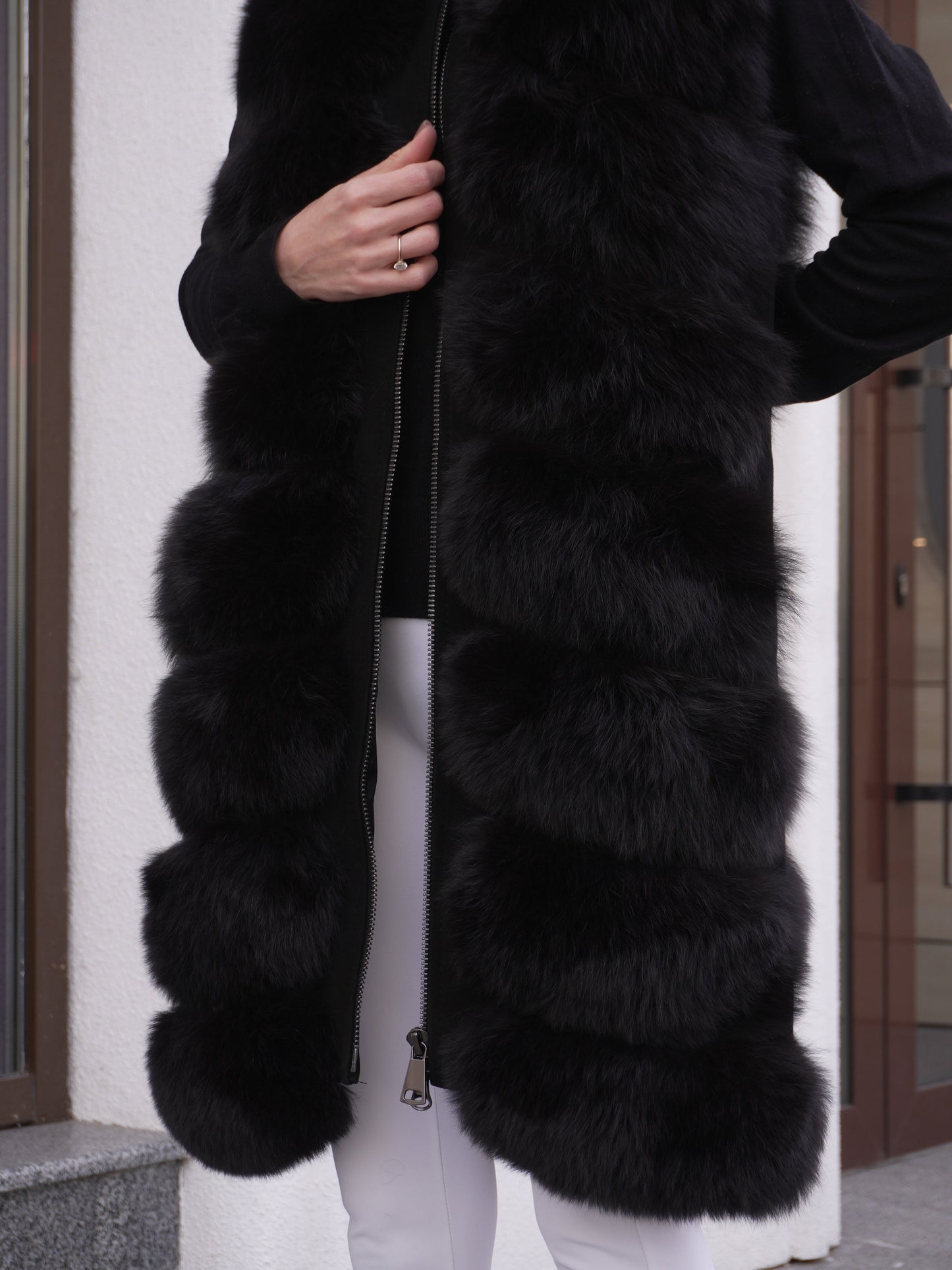 Genuine Polar Fox Fur Vest 90 cm