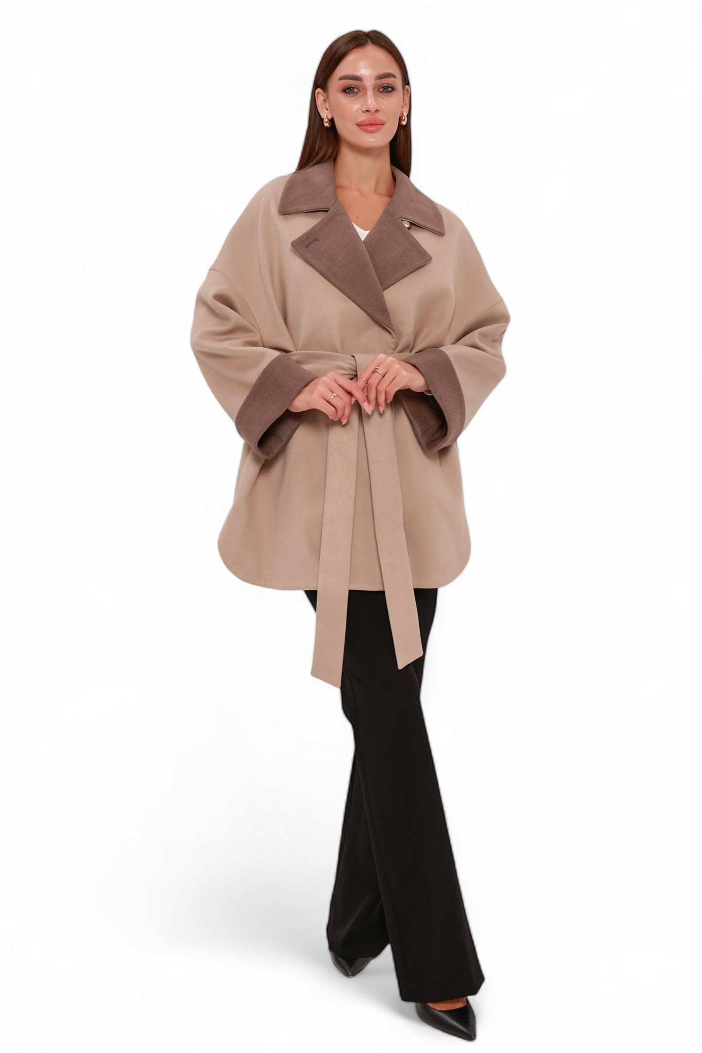 Sandro Cashmere Blend Overcoat in Beige