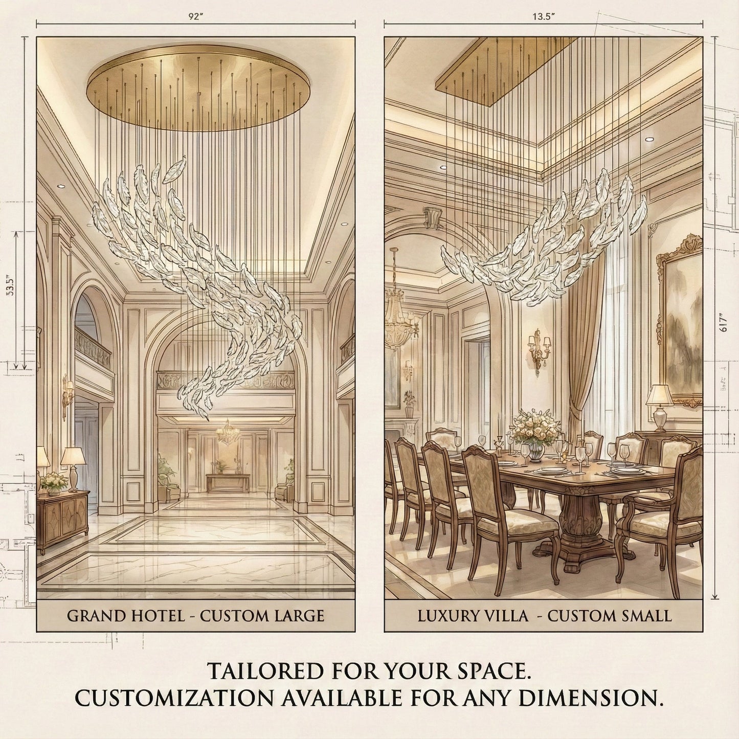 DIY Glass Feathers Chandelier