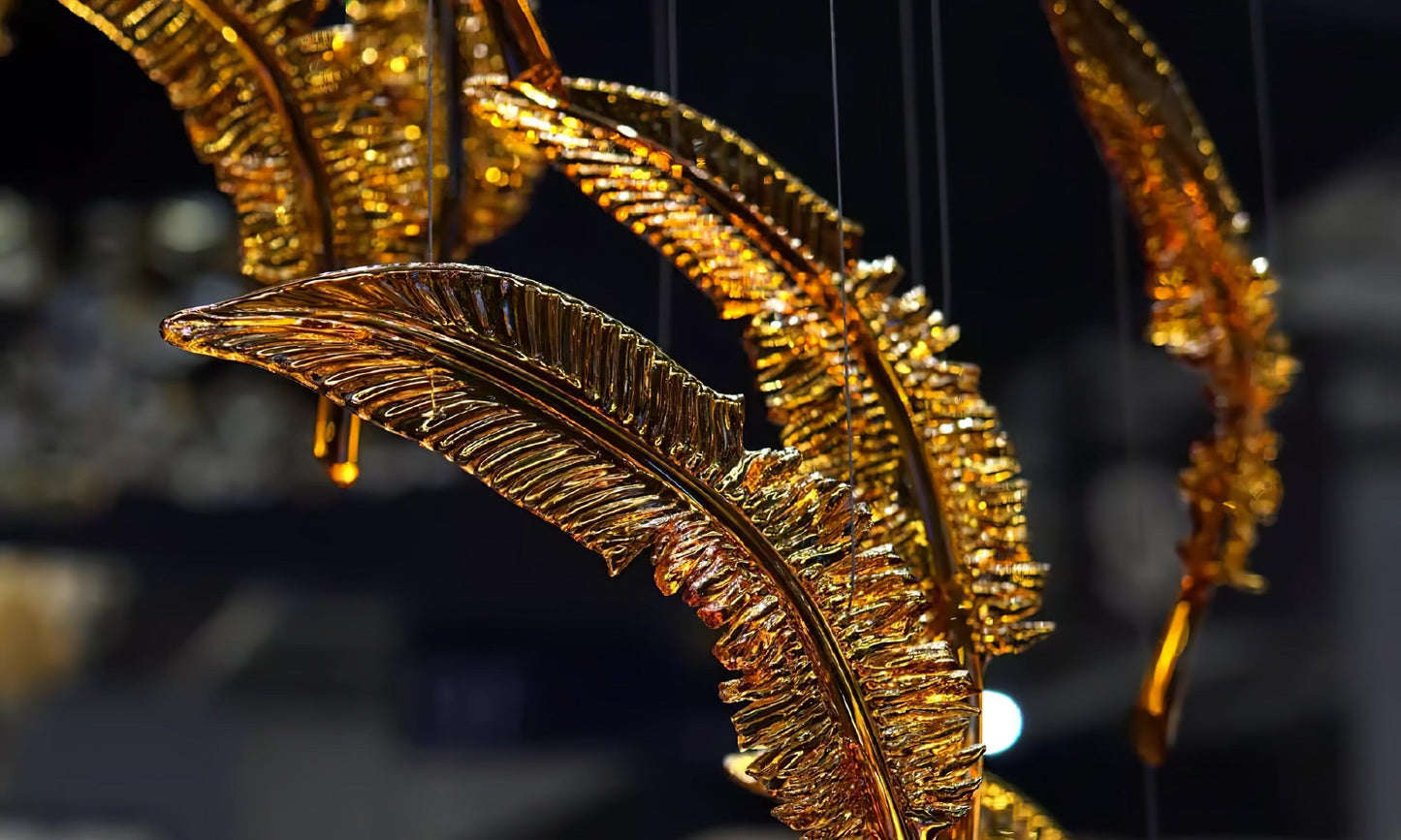 DIY Glass Feathers Chandelier