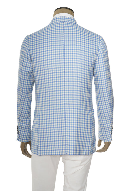 Sartorio Double Breasted Shepherd Check Cashmere Sport Jacket