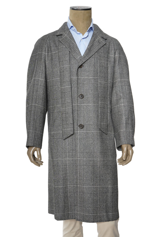 Kiton Prince of Wales Cashmere Button Down Overcoat