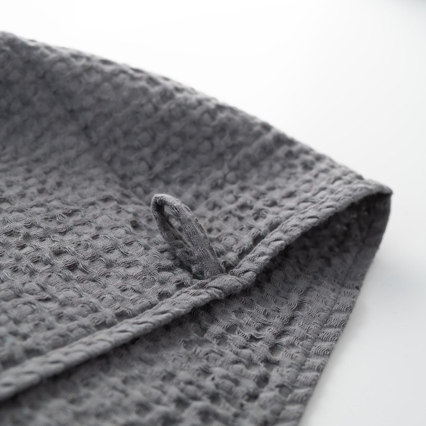 Linen Tales Dark Grey Linen & Cotton Honeycomb Waffle Towel Set