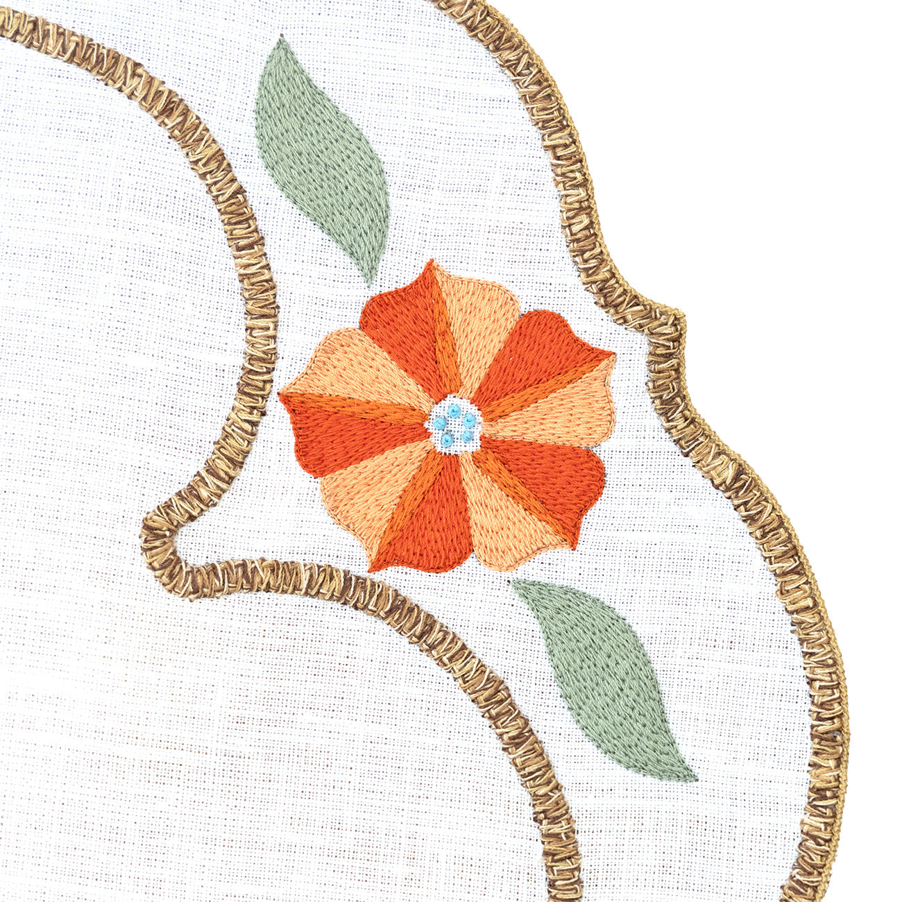 Hand Embroidered Heirloom Petals Placemats 16" round (Set of 4)