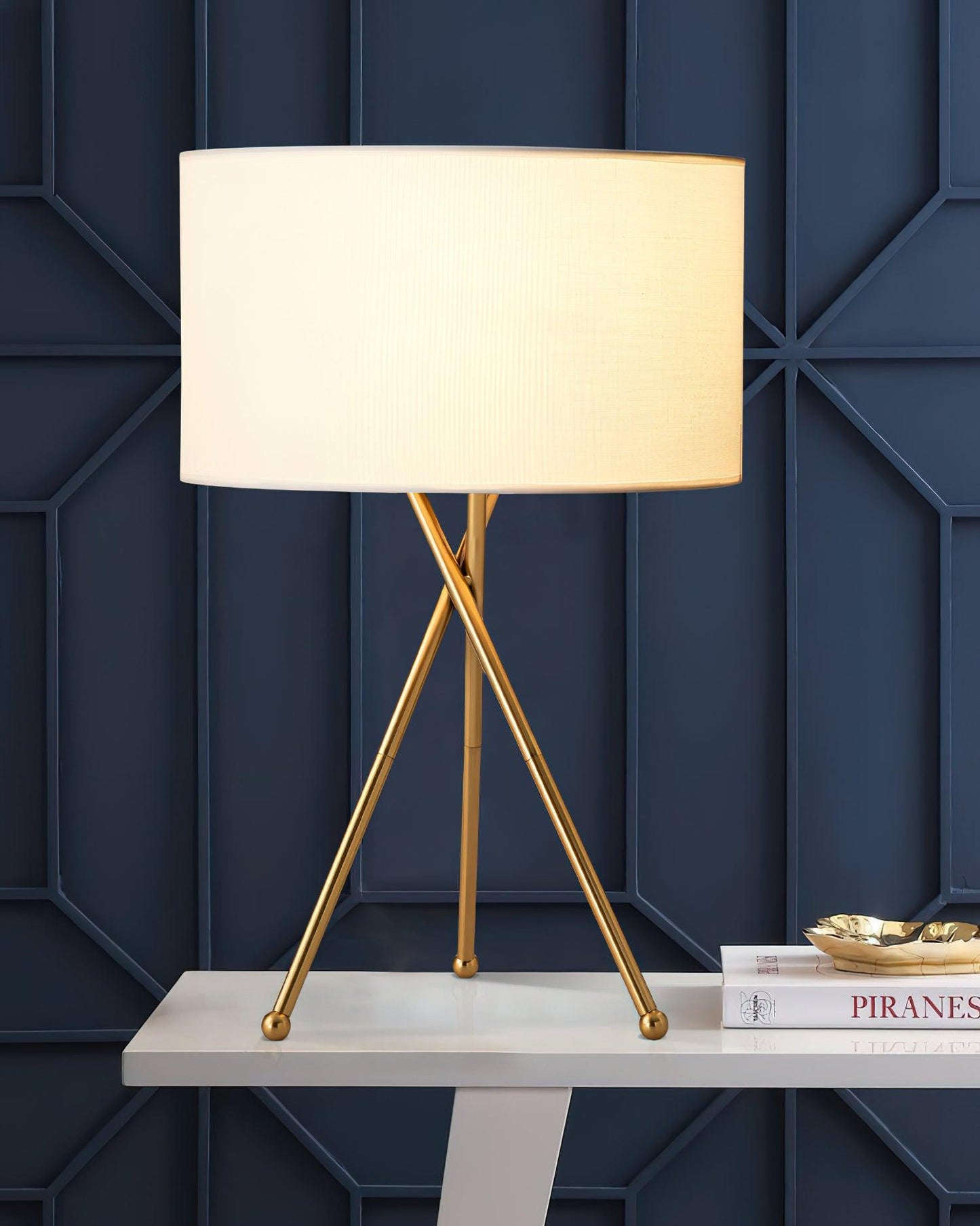 Drum Shaped Table Lamp 13.8"