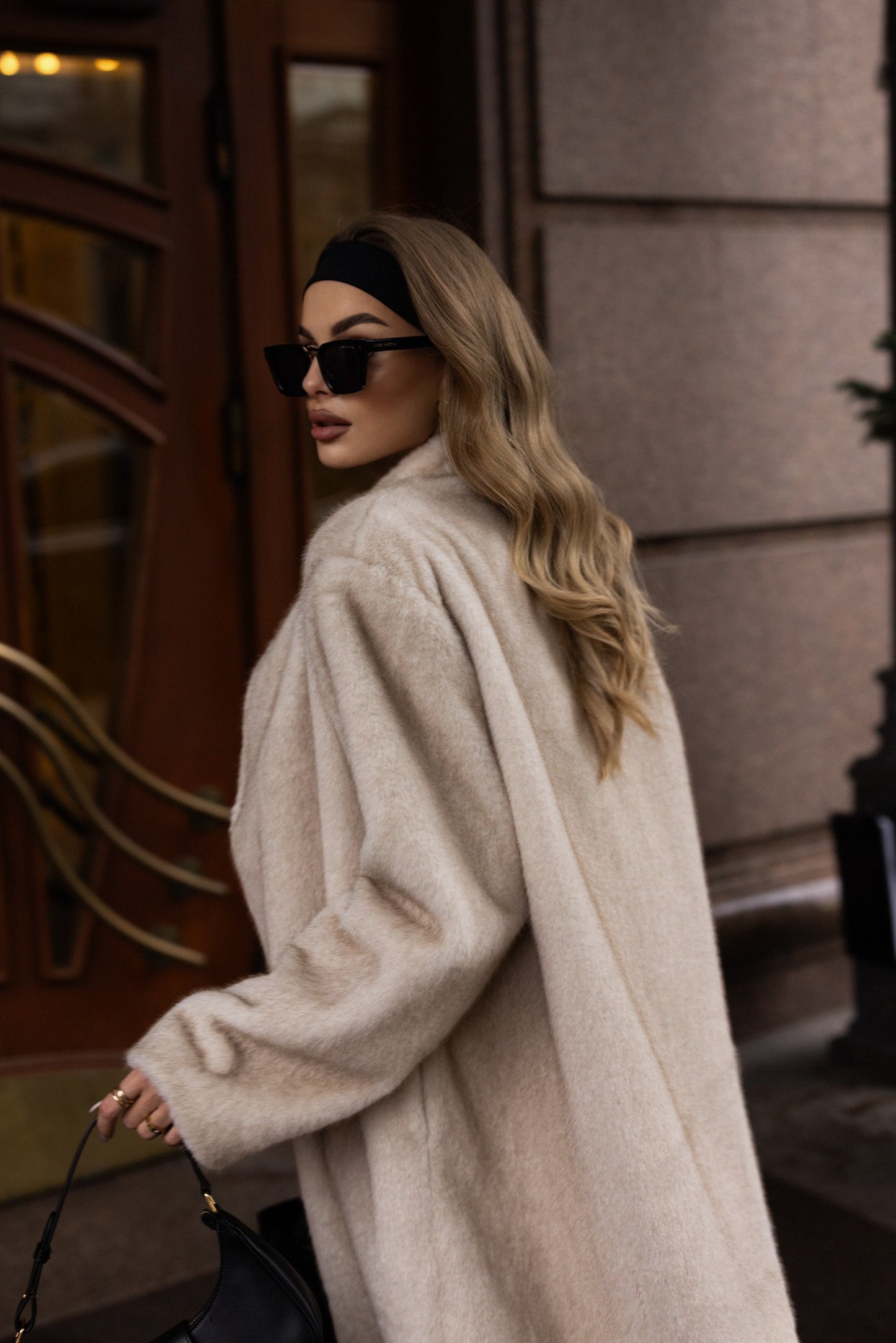 Sylvie Iconic Statement Fiber Coat in Ivory