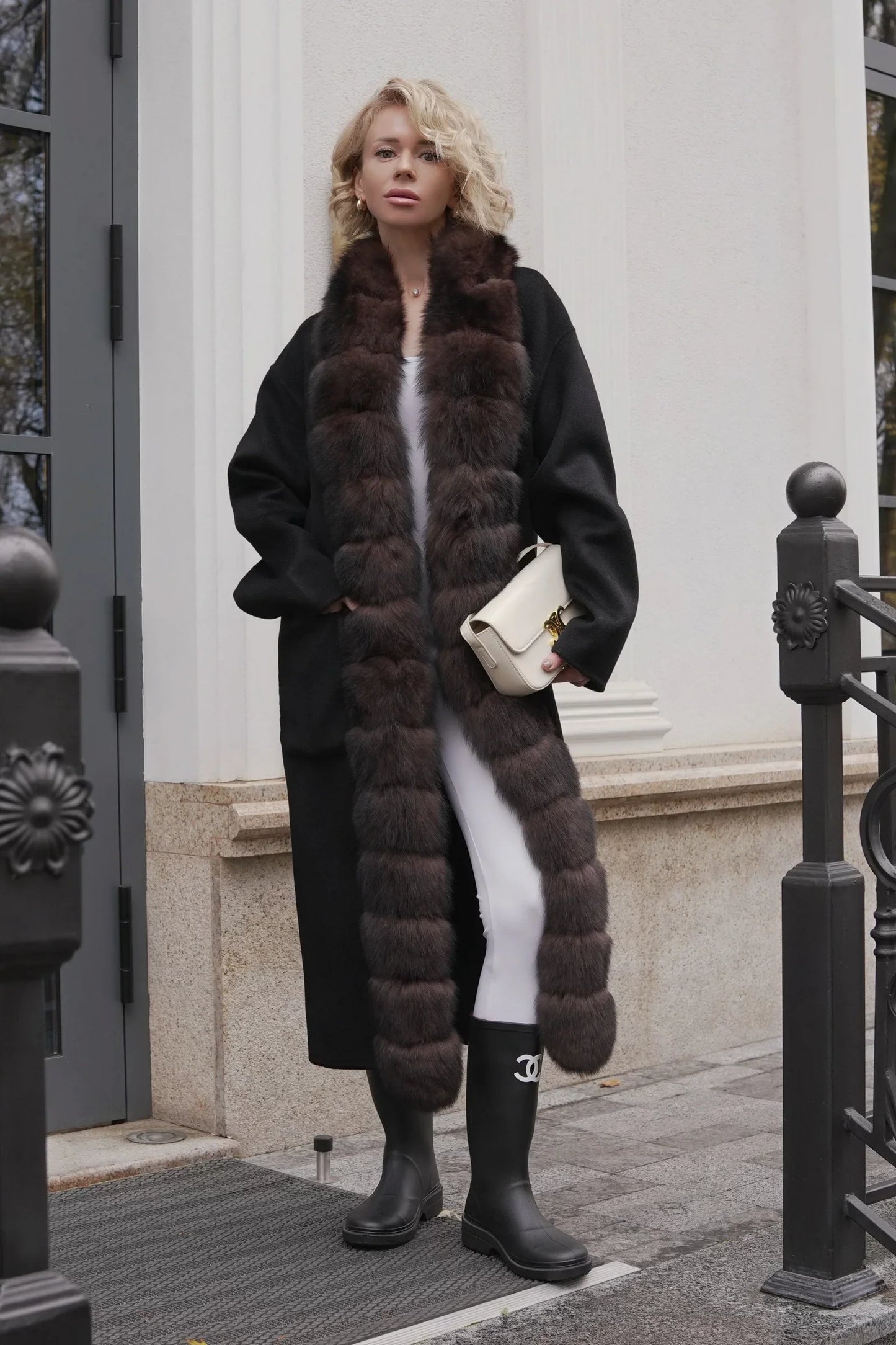 Brackley Genuine Polar Fox Fur Double Face Coat