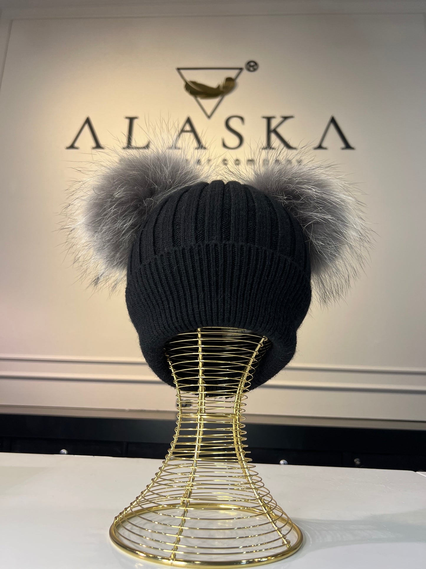 Two Fur Poms Hat Adult | Kids